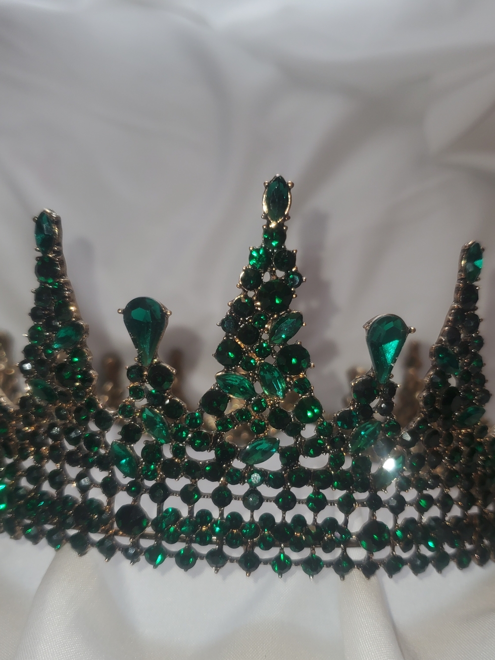 Emerald Crystal Tiara Crown - Green Rhinestone Headpiece by SweetV